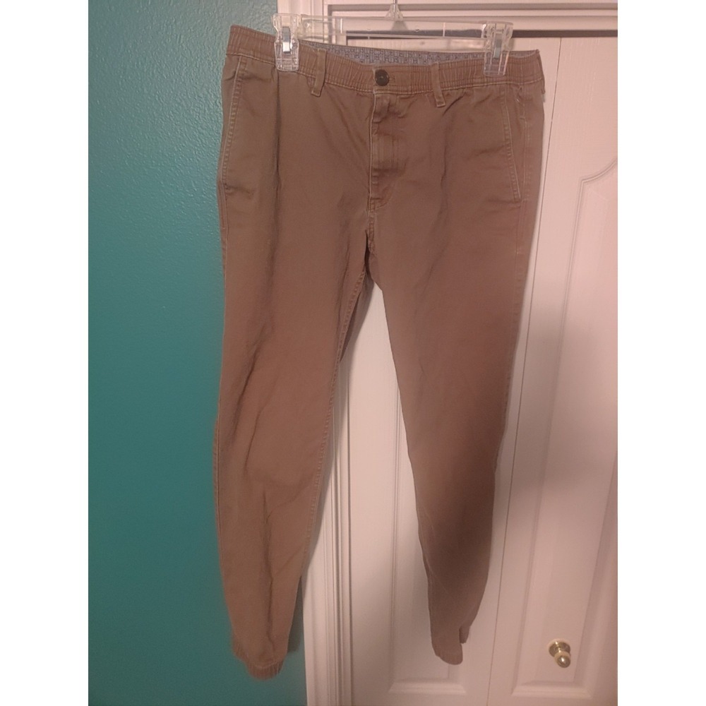 Michael Kors Mens Premium Chinos Khaki Tan Flat Front Tapered Pants Size Medium - Picture 3 of 6